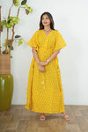 Mustard fern cotton maternity nursing kaftan