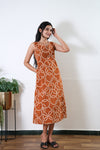 Tangerine geometric cotton midi dress