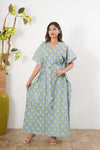 Powder blue cotton maternity nursing kaftan