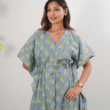 Powder blue cotton maternity nursing kaftan