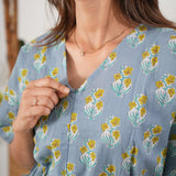 Powder blue cotton maternity nursing kaftan