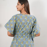 Powder blue cotton maternity nursing kaftan