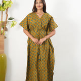 Turmeric cotton maternity nursing kaftan