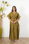 Turmeric cotton maternity nursing kaftan
