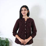 Chocolate cotton button down top