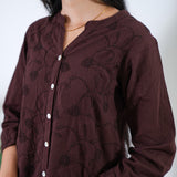 Chocolate cotton button down top