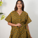 Turmeric cotton maternity nursing kaftan