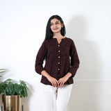 Chocolate cotton button down top