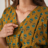 Turmeric cotton maternity nursing kaftan