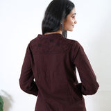 Chocolate cotton button down top