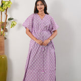 Purple cotton maternity nursing kaftan