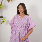 Purple cotton maternity nursing kaftan