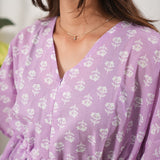 Purple cotton maternity nursing kaftan