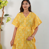 Mustard bandhani cotton maternity nursing kaftan