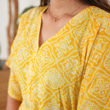 Mustard bandhani cotton maternity nursing kaftan