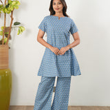 Baby blue cotton kurta night suit