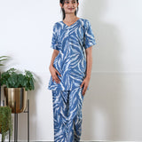 Navy feathers cotton lounge sleep wear