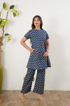 Midnight blue butta cotton kurta night suit