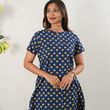 Midnight blue butta cotton kurta night suit