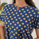 Midnight blue butta cotton kurta night suit
