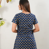 Midnight blue butta cotton kurta night suit