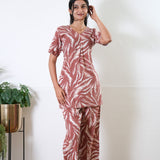 Mauve feathers cotton lounge sleep wear