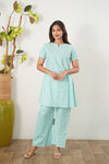 Turquoise cotton kurta night suit