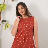 Red polka dot cotton co-ords set (Attached sleeves)