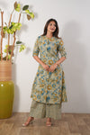 Off white and blue roses cotton co-ords set