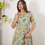 Off white and blue roses cotton co-ords set