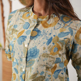 Off white and blue roses cotton co-ords set