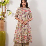 Off white and lilac cotton co-ords set