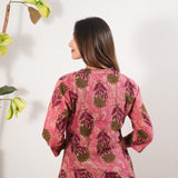 Plum tie and dye cotton button down co-ords