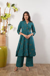 Turquoise button down cotton co-ords set