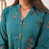 Turquoise button down cotton co-ords set