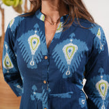Ink blue button down cotton co-ords set
