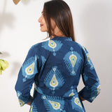 Ink blue button down cotton co-ords set