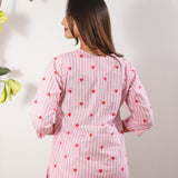 Pink heart stripes cotton lounge sleep wear
