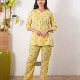 Mustard heart stripes cotton lounge sleep wear