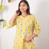 Mustard heart stripes cotton lounge sleep wear