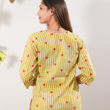 Mustard heart stripes cotton lounge sleep wear