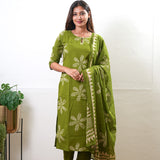 Big palm leaf cotton suit set