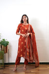 Rust orange tulip floral cotton suit set