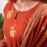 Rust orange tulip floral cotton suit set