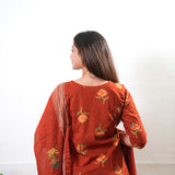 Rust orange tulip floral cotton suit set