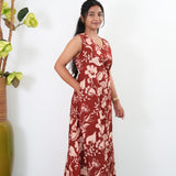 Hibiscus v neck cotton co-ords set ( attached sleeves)