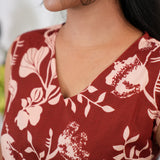 Hibiscus v neck cotton co-ords set ( attached sleeves)