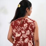 Hibiscus v neck cotton co-ords set ( attached sleeves)