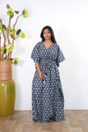 Indigo roses cotton kaftan