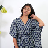 Indigo roses cotton kaftan